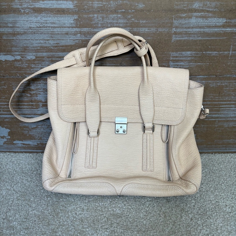 3.1 Phillip Lim Pashil Leather Satchel Crossbody Bag Tan Preppy Boho Light Tan